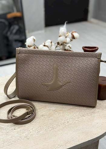 Bej Deri Kadın Çanta - Modern Klasik - Görsel 2