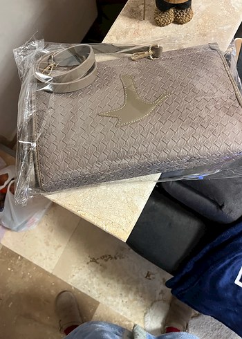 Bej Deri Kadın Çanta - Modern Klasik - Görsel 3