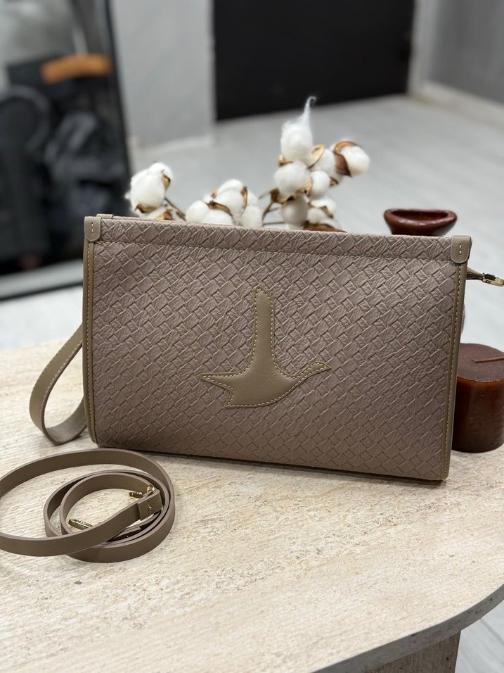 Bej Deri Kadın Çanta - Modern Klasik - Görsel 5