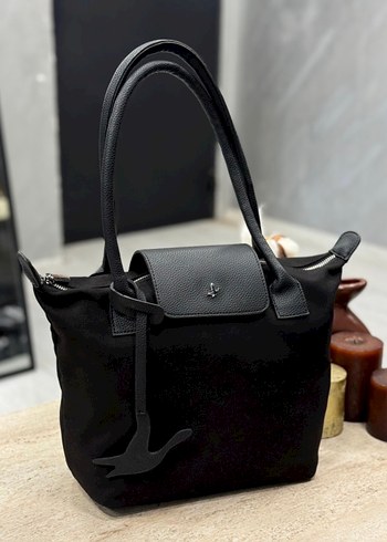 Siyah kanvas Tokalı Kadın Omuz Çantası - Görsel 2