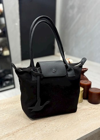 Siyah kanvas Tokalı Kadın Omuz Çantası - Görsel 3