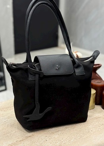 Siyah kanvas Tokalı Kadın Omuz Çantası - Görsel 4