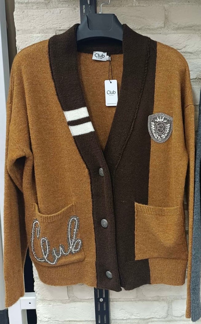 Kahverengi Nakışlı Triko Kadın Hırka - Görsel 4