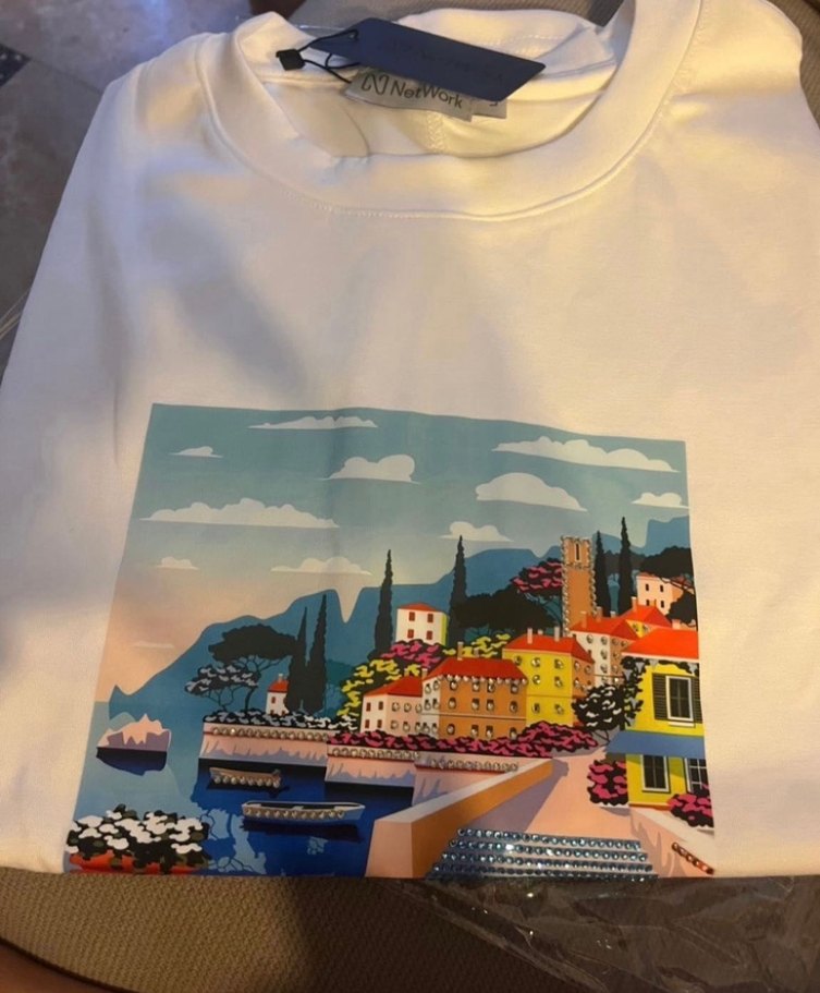 Beyaz Baskılı Kadın Tişört - Görsel 3