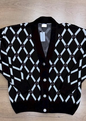 Lacivert Ekoseli Triko Kadın Hırka - Görsel 2