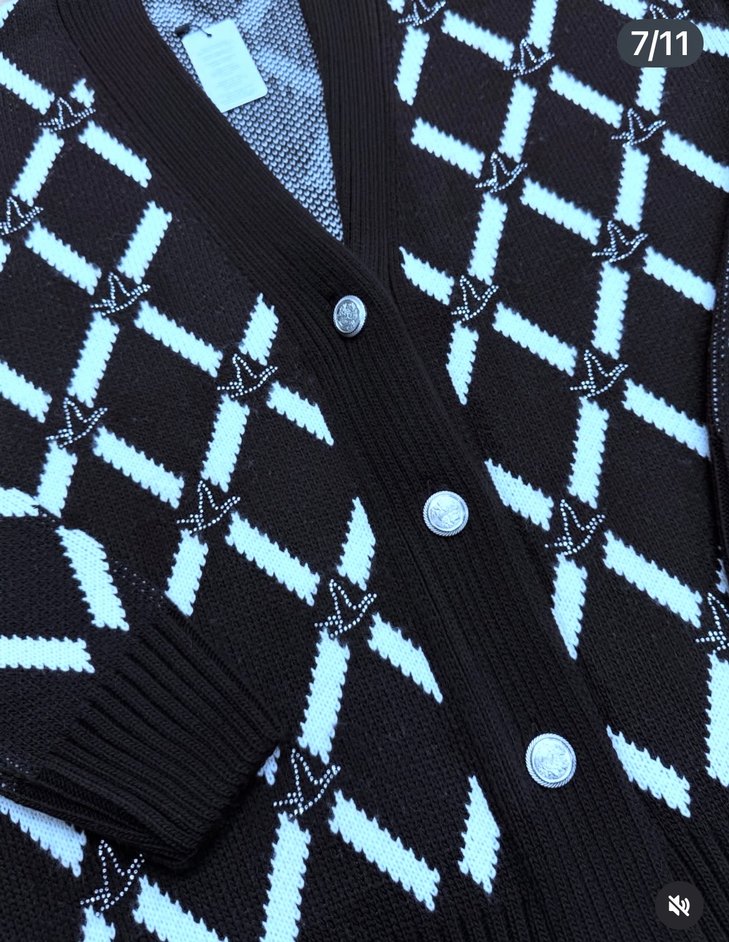 Lacivert Ekoseli Triko Kadın Hırka - Görsel 3