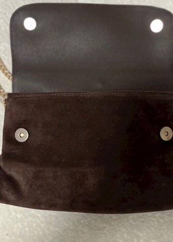 Zincir Detaylı Kahverengi Süet Kadın Çanta - Görsel 6