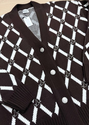 Bohem Nakışlı Kahverengi  Hırka - Görsel 8