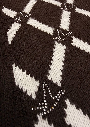 Bohem Nakışlı Kahverengi  Hırka - Görsel 6