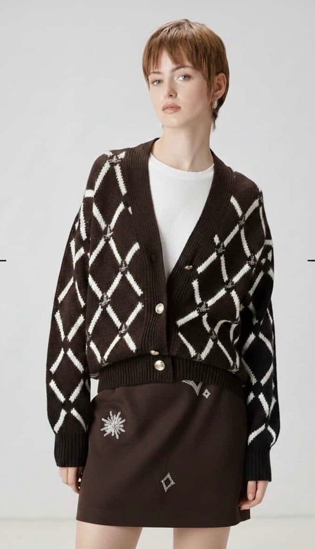 Bohem Nakışlı Kahverengi  Hırka - Görsel 3