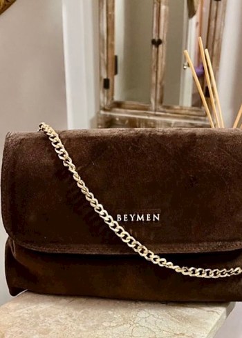Zincir Detaylı Kahverengi Süet Kadın Çanta - Görsel 2