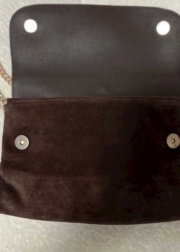 Zincir Detaylı Kahverengi Süet Kadın Çanta - Görsel 3