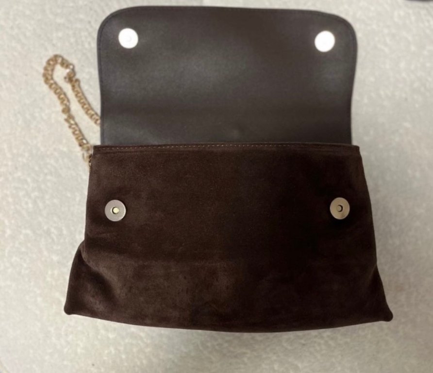 Zincir Detaylı Kahverengi Süet Kadın Çanta - Görsel 3