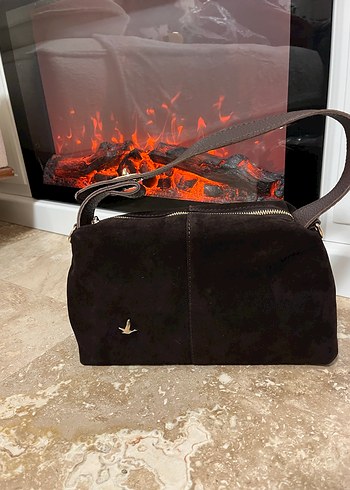 Kahverengi Süet Kadın Çanta - Görsel 6