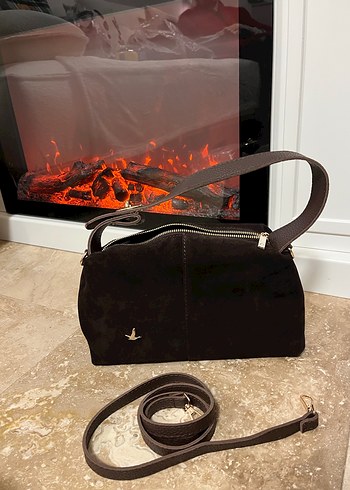 Kahverengi Süet Kadın Çanta - Görsel 4