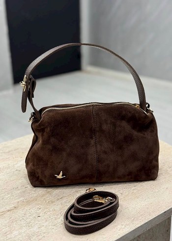 Kahverengi Süet Kadın Çanta - Görsel 2