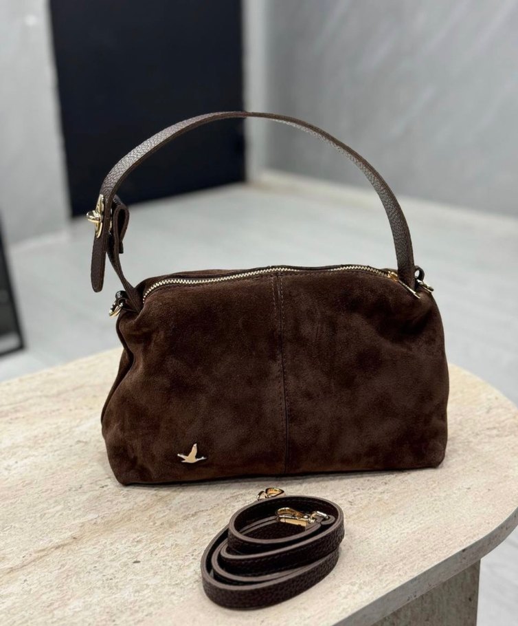 Kahverengi Süet Kadın Çanta - Görsel 2