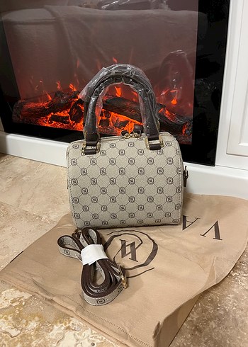 Kahverengi Baskılı Deri Kadın Çanta - Görsel 4