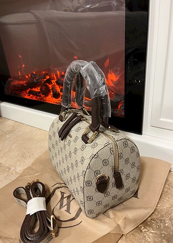 Kahverengi Baskılı Deri Kadın Çanta - Görsel 3