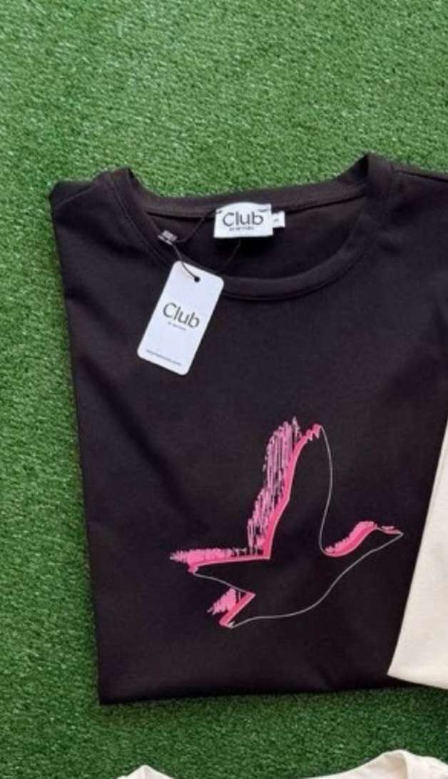 Siyah Baskılı Kısa Kollu Kadın Tişört - Görsel 5