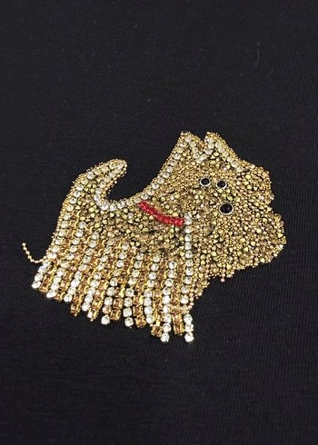 Payet İşlemeli Siyah Kadın Tişört - Görsel 3