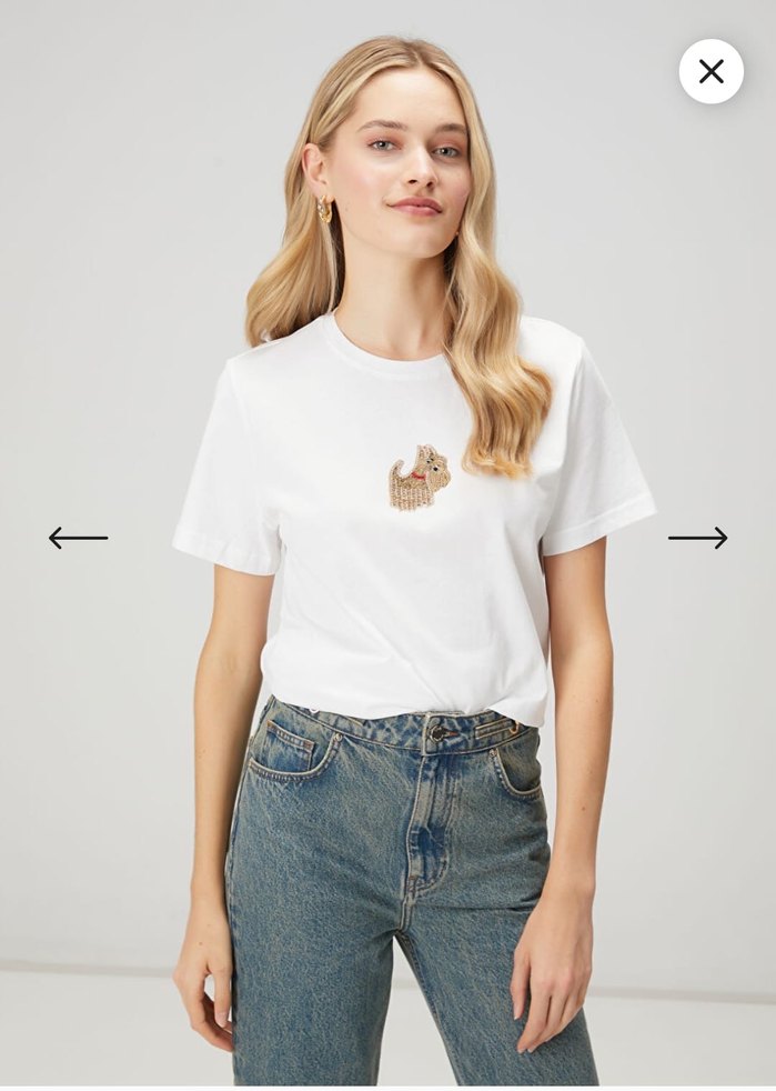 Nakışlı Beyaz Kısa Kollu tshirt - Görsel 3