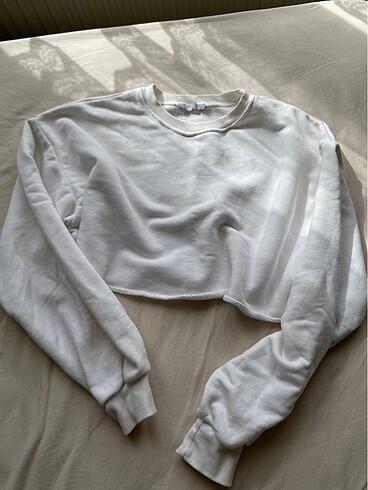 beyaz crop sweat basic