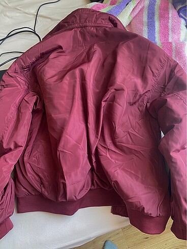s Beden bordo Renk Stradivarius şişme bomber ceket