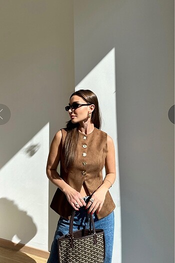 Zara model taba gold düğme Nubuk yelek