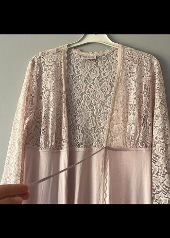 Bej Dantel Detaylı gecelik - Görsel 6