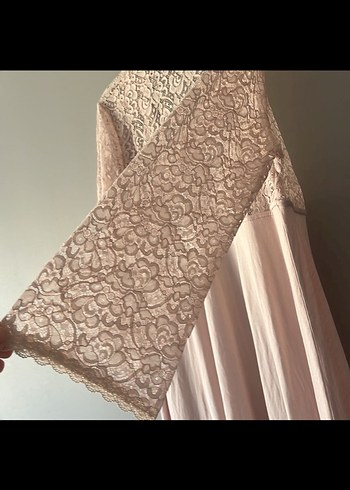 Bej Dantel Detaylı gecelik - Görsel 7