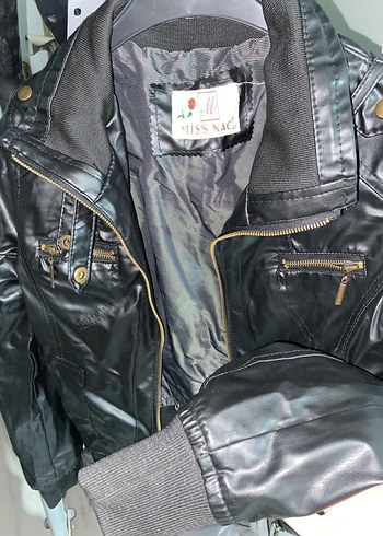 38 Beden Siyah Biker Deri Kadın Ceket