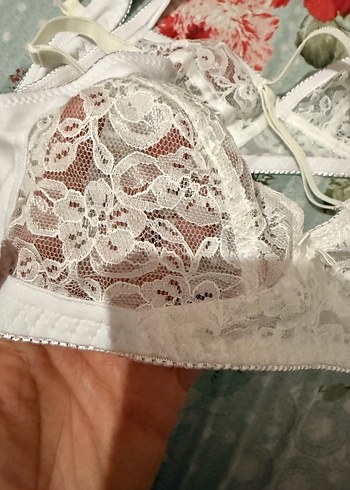 Beyaz Vintage Dantel Sütyen - Görsel 2