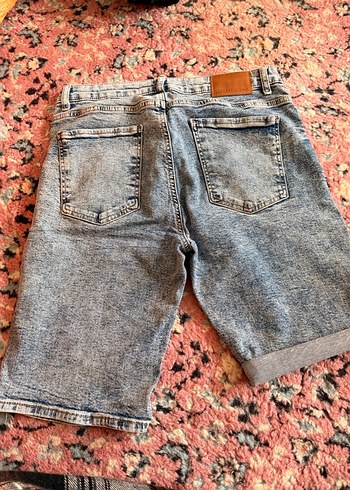 Gri Mavi Bağlamalı Gevşek Kesim Kadın Kot Şort - Görsel 5