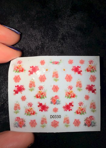 Çiçek Desenli Çok Renkli Tırnak Süsü - Görsel 2