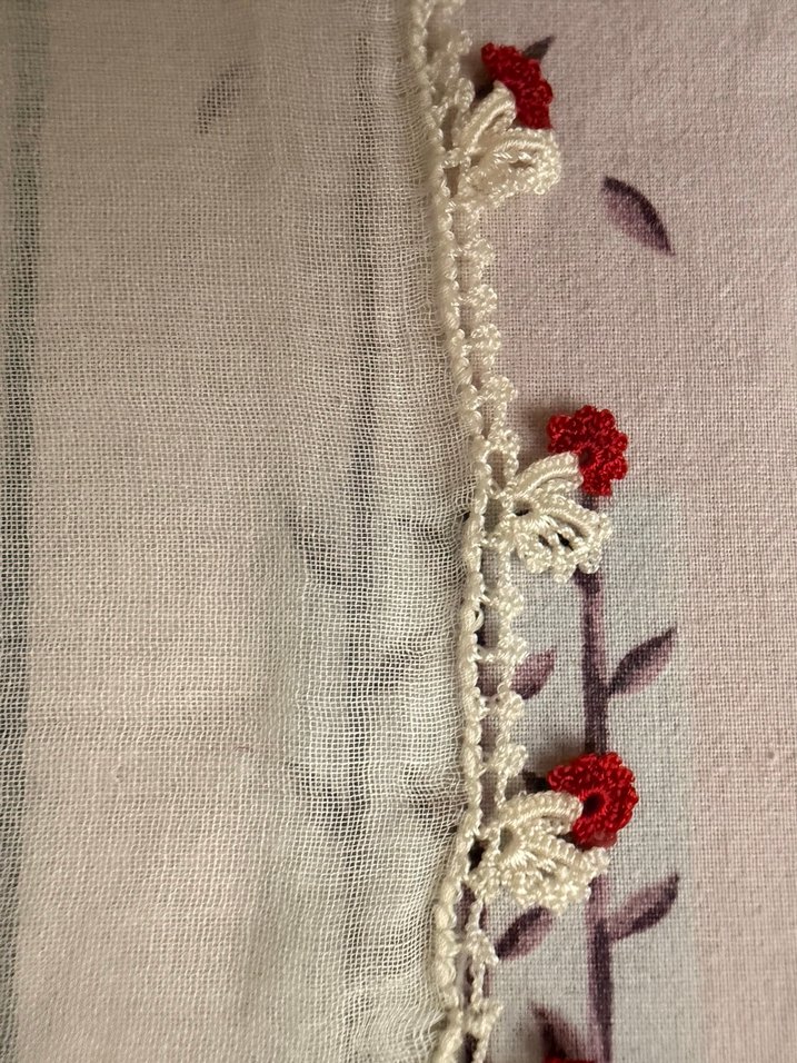 İğne oyası İşlemeli Bej Bohem Kadın Şal - Görsel 2