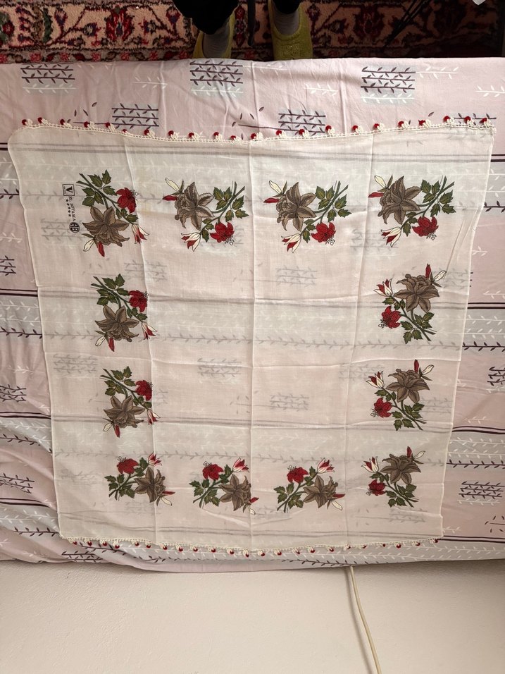 İğne oyası İşlemeli Bej Bohem Kadın Şal - Görsel 4