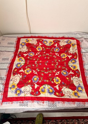 Dantel Detaylı Kırmızı Vintage Kadın Fular - Görsel 4