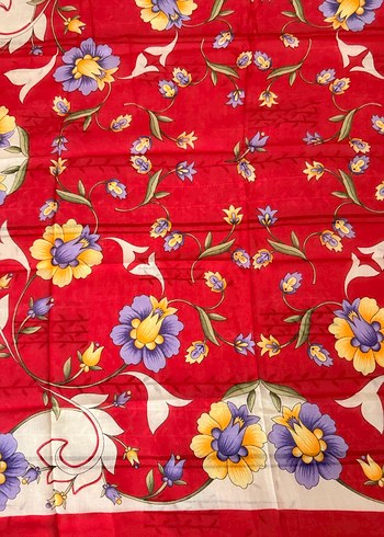 Dantel Detaylı Kırmızı Vintage Kadın Fular - Görsel 5