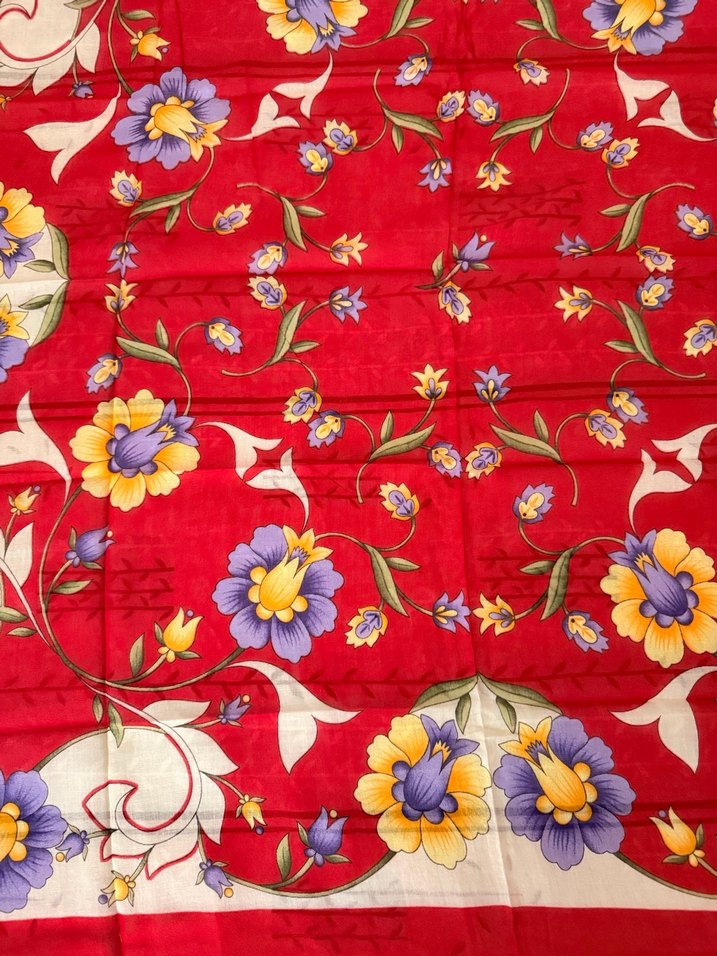 Dantel Detaylı Kırmızı Vintage Kadın Fular - Görsel 5