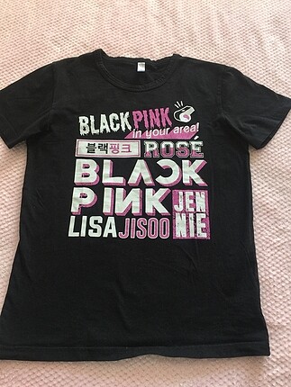 Black pınk baskılı tişört
