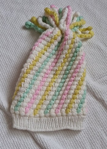 Çok Renkli Pastel Örgü Çocuk Bere