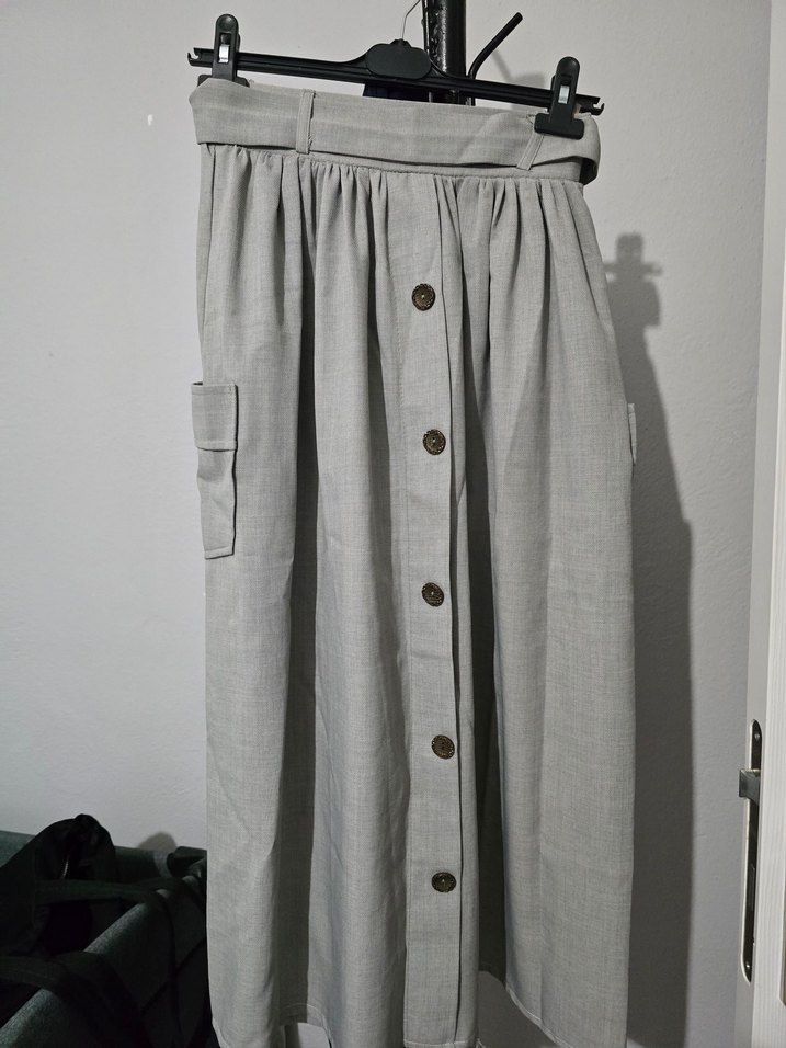 önden düğmeli etek - Görsel 5