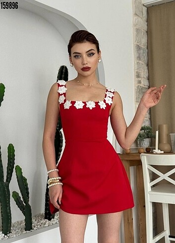 m Beden çeşitli Renk Çiçek detaylı mini elbise 