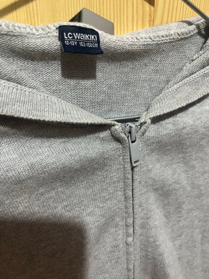 Erkek Gri Kapüşonlu Fermuarlı Hırka - Görsel 3