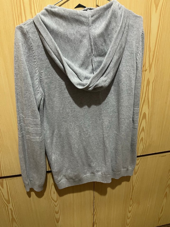 Erkek Gri Kapüşonlu Fermuarlı Hırka - Görsel 4