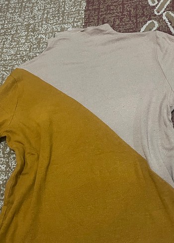 Uzun Kollu Boğazlı Renk Bloklu Triko Kazak - Görsel 2