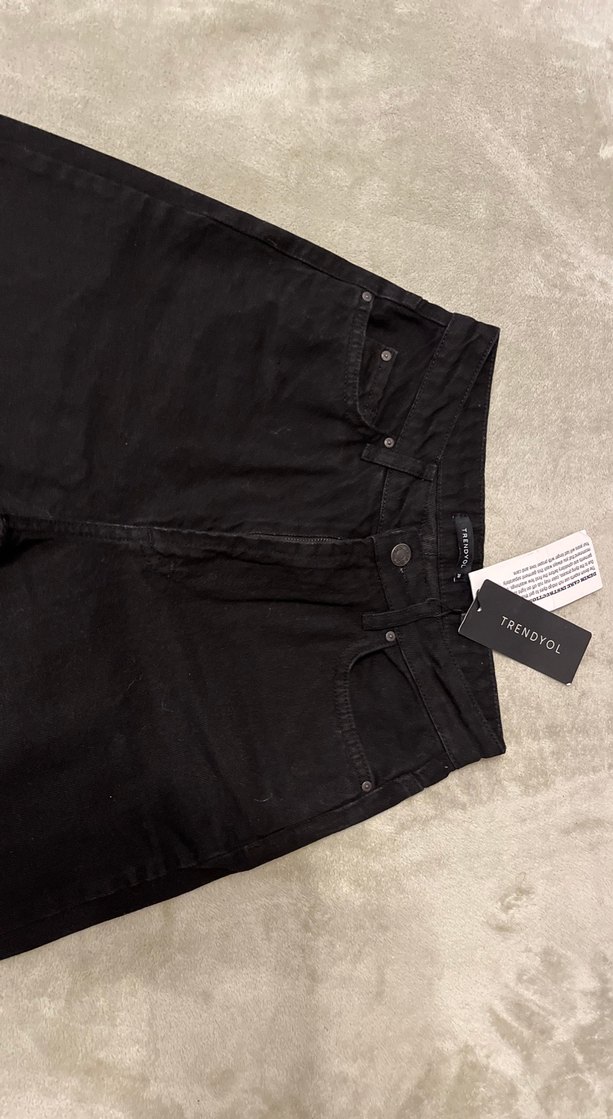 Kadın Siyah Regular Fit Denim Pantolon - Görsel 2