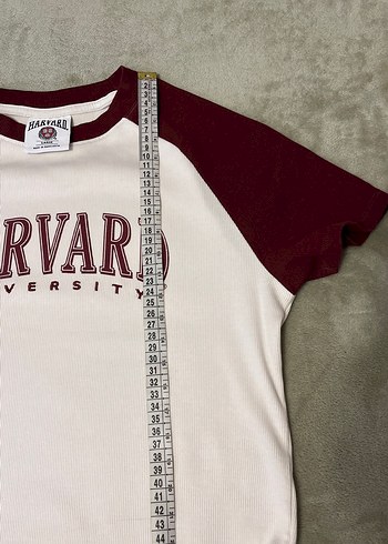 Bordo-Krem Harvard Baskılı Erkek Tişört - Görsel 5