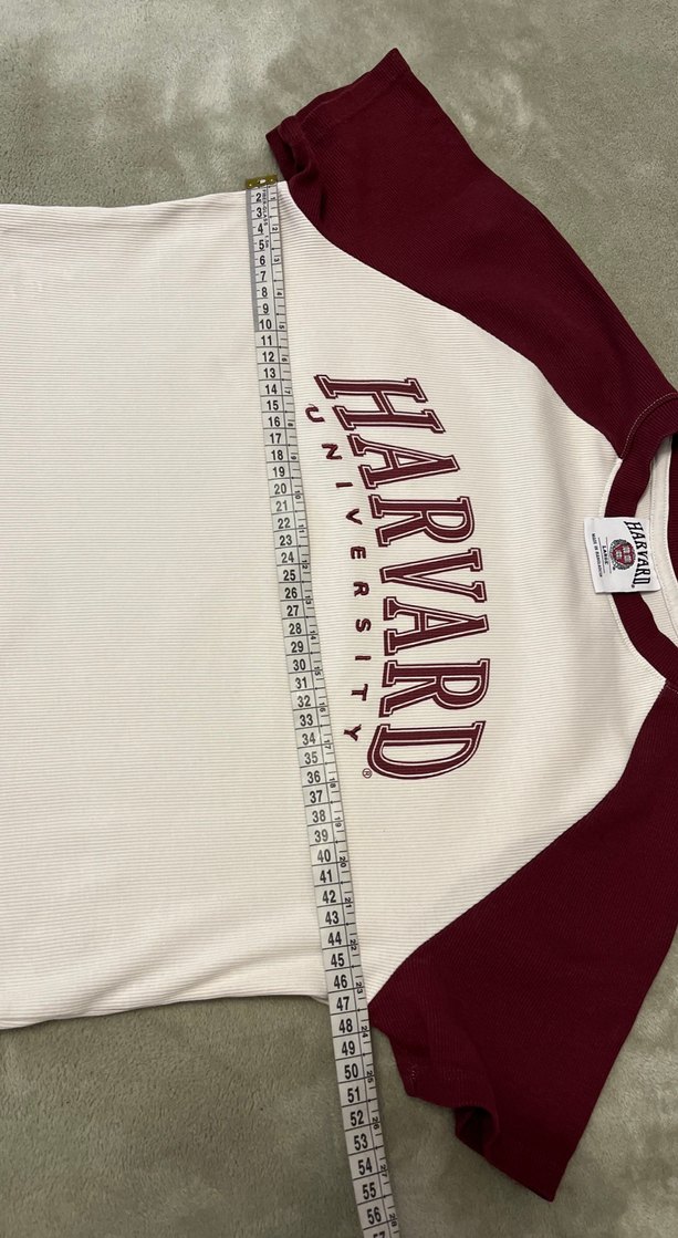 Bordo-Krem Harvard Baskılı Erkek Tişört - Görsel 4